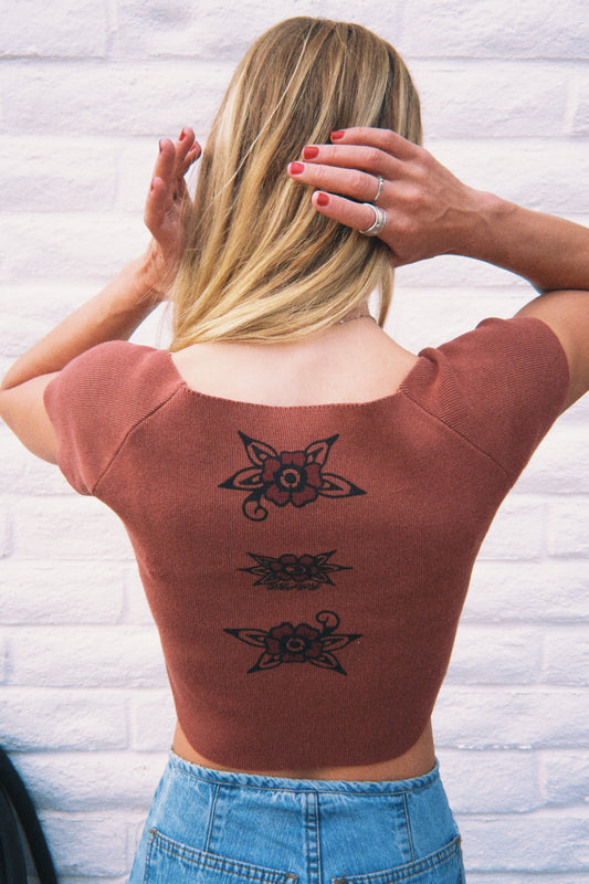 Flora Knit Crop Tee