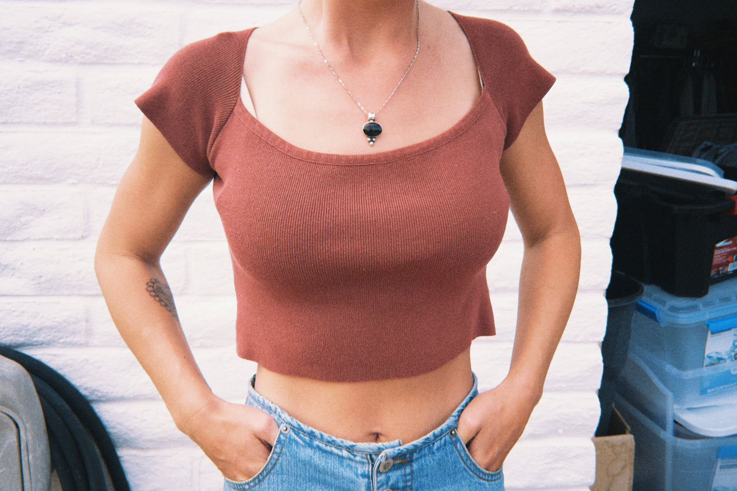 Flora Knit Crop Tee